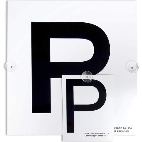 Contrassegno “P” Principiante con Ventose, Set di 2 Pezzi Anteriore + Posteriore