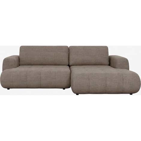 MIREL Canapé d'angle convertible en tissu marron - Angle droit (1/5)