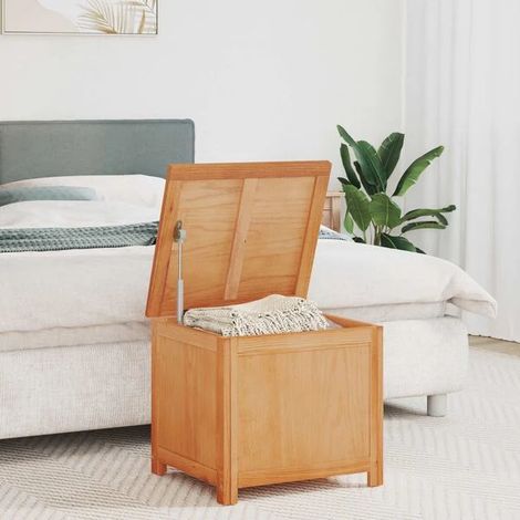Coffre de Rangement en Bois Massif Chêne, 50 x 45 x 45 cm, Boîte de Stockage Robuste avec Couvercle pour Chambre et Salon (1/5)