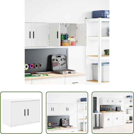 Werkzeug - Garagen-Wandschrank Weiß Holzwerkstoff (1/5)