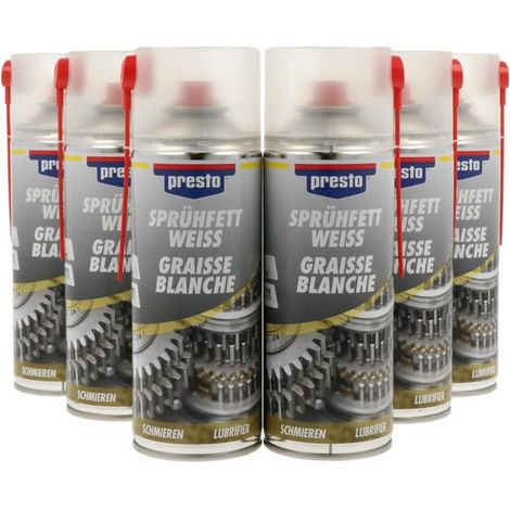 Lubrifiant machine outil - graisse pour machine outil Presto - 100012 - Sixpack Aerosol Graisse Blanche 400 ML Lot de 6
