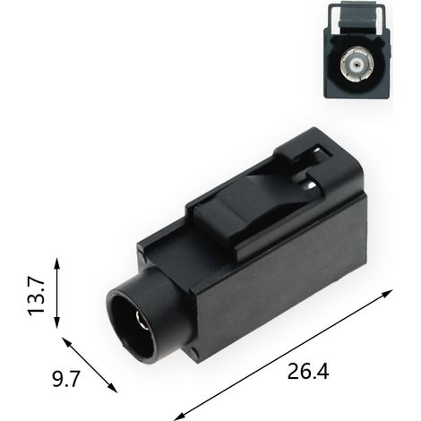 FAKRA-J Extended Type A 1-Pin Black High-Speed Plug No. 2 Automotive SMB Male Connector (1/2)