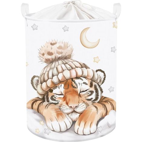 Panier Rangement Bébé Animaux Endormis Corbeilles à Linge Sale Garçons Filles pour Vêtements Boite de Jouets Salle de Bain Chambre à Coucher Tigre cm (1/5)