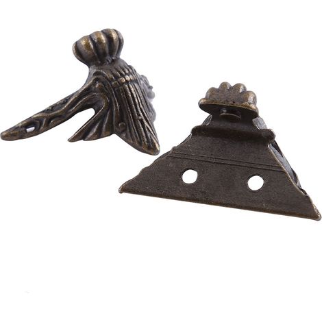 Lot de 4 protections d'angle pour pieds de meubles en laiton antique, pour boîtes à bijoux ou étuis en bois. (1/5)