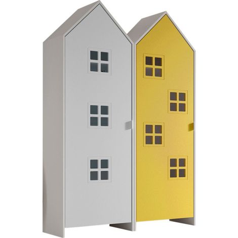 Pack - 2 Armoires Enfant "Casami Bruges" 171cm Jaune & Blanc (1/3)