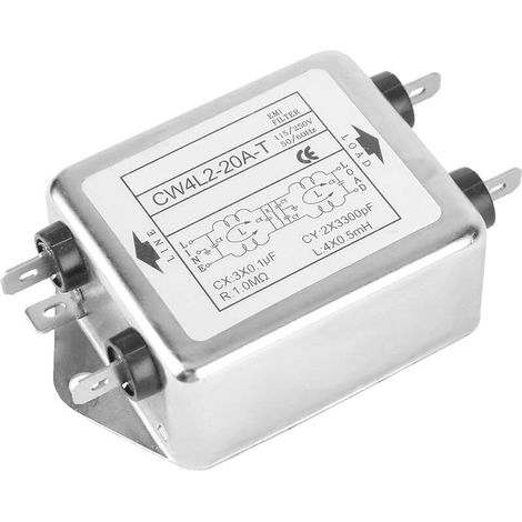 Filtre EMI, Filtres d'alimentation, Filtre de Puissance EMI, Filtres d'Interférences Electromagnétiques, 115V/250V 20A 50/60Hz, pour Équipement Mécanique (CW4L2-20A-T) (1/5)