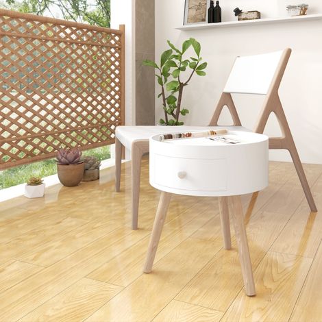 Table basse ronde moderne en bois HOMCOM avec tiroir, pour salon et chambre, blanche. (1/5)