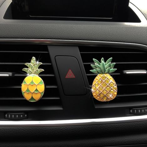 Lot de 2 clips de fixation pour grille d'aération de voiture (motif ananas), clips de fixation pour grille d'aération de voiture, clips de fixation pour grille d'aération de voiture avec Rhi (1/5)