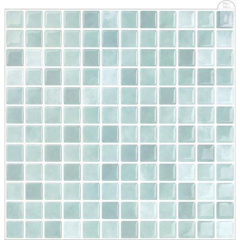 Lot de 10 feuilles de carreaux 3D autocollants en vinyle pour dosseret de cuisine, carrelage mural marocain pour cuisine et salle de bain, 25,4 x 25,4 cm (1/5)