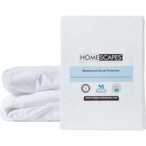 Homescapes – Protège couette imperméable 135 x 200 cm – 100% polyester – Revers en TPU – Lavable en machine à 40°C (1/5)