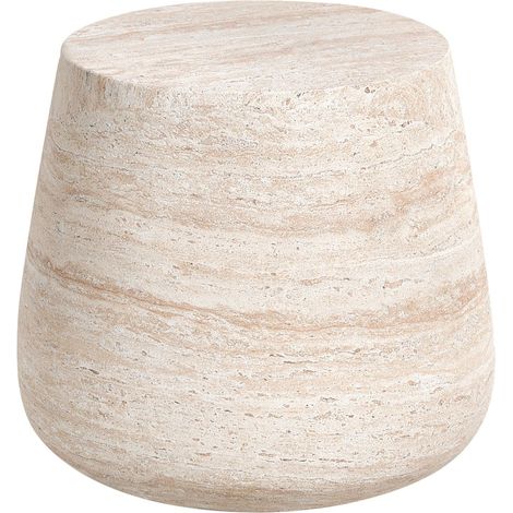 Table d'Appoint Moderne en MDF avec Plateau en Placage Imitation Pierre Beige Bientino (1/5)