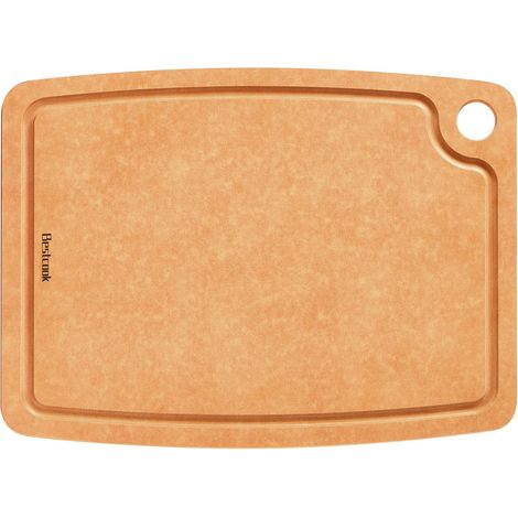 Planche à Découper en Fibres de Bois avec Rainure à Jus, Sans BPA, 37x27 cm (1/5)