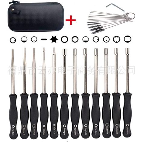 12-teiliges Vergaser-Einstellschraubendreher-Set mit Bürste, schwarzem Koffer, kompatibel mit Rasenmähern (1/5)