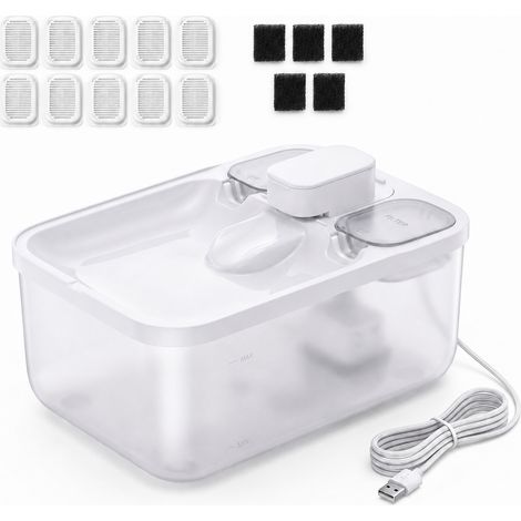 Fontaine à Eau pour Chat 4,5 L et 8 Filtres Ensemble, Distributeur Silencieux, Blanc (1/5)