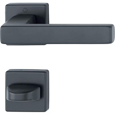 HOPPE Austin - Maniglia per WC con rosetta, in alluminio, colore: Nero (1/2)