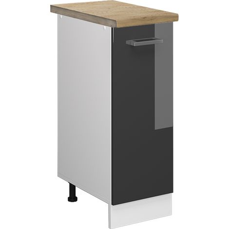 Armadio cucina dispensa alto R-Line, Antracite lucido, 30 cm , PL Rovere, Vicco