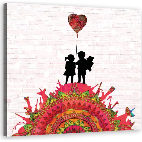 Quadro su tela, Banksy Children on Weapons - 30x30 (1/4)