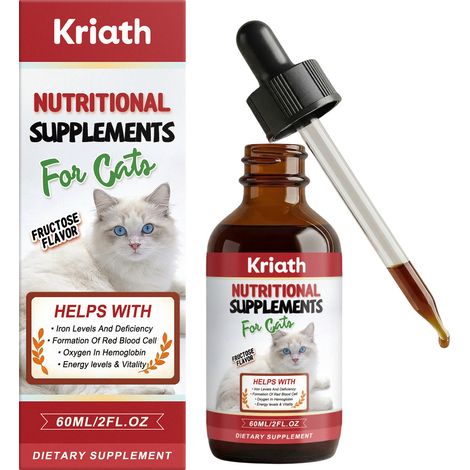 Gouttes de complément alimentaire pour chats - Apporte de multiples nutriments à votre chat, pour des soins quotidiens optimaux. 60 ml (1/5)