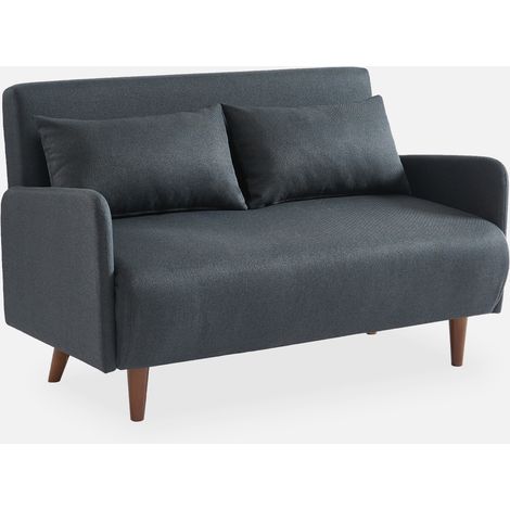 Sofá cama con patas de madera de 2 plazas