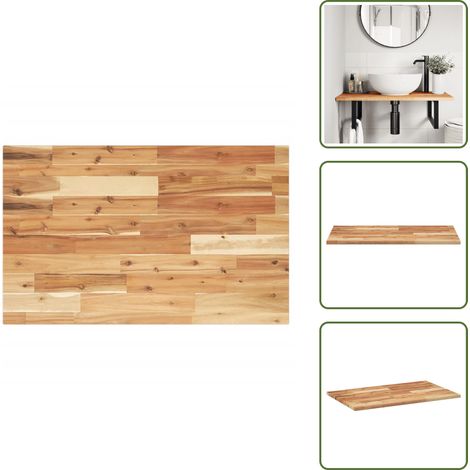 The Living Store Dessus de meuble de salle de bain finition à l'huile 100x50x2cm - Comptoir en bois d'acacia (1/5)