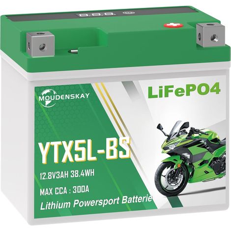 Batterie Moto Lithium 12V 3ah CCA300+ YTX5L-BS Batterie avec BMS (1/5)