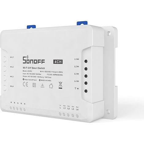 Sonoff 4CH R3 ITEAD interrupteur WiFi 4 canaux sans fil rail DIN compatible Alexa Google Home/Nest maison connectée (1/3)