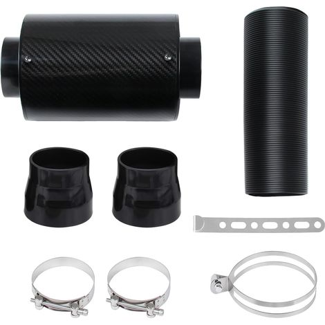 1 Kit Filtre À Air,Tuyau Flexible,Fibre De Carbone,Adaptateur Caoutchouc,Système Admission Voiture