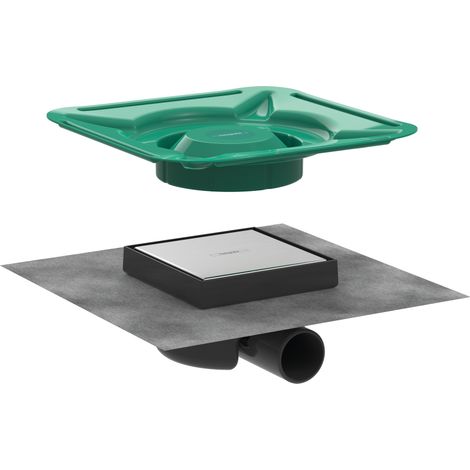 Hansgrohe RainDrain Spot - Desagüe para suelo con rejilla 15x15 cm, para baldosas, acero inoxidable cepillado 56112800 (1/2)