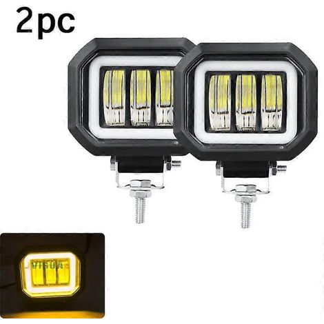 2PCS / 1PCS LED Projecteur de travail Niva 4x4 tout-terrain pour voiture, camion, quad, SUV, remorque, moto tout-terrain, feux de conduite étanches, 2x jaune (.386) (1/5)
