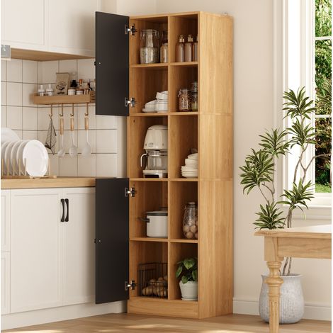 Armoire d'angle cuisine 50x35,5x170 cm en MDF anthracite, 6 étagères, gain de place – MEUBLIV (1/5)