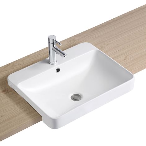 Lavabo rectangular de cerámica blanca 59 x 47 cm MIRY