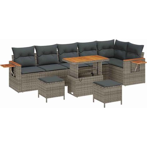 Maison Exclusive - Gartensofa-set mit Kissen 11 pcs Grau Poly-Rat