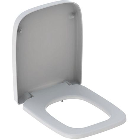 GE Renova Plan Tapa de inodoro, blanco bisagras en L acero inoxidable (1/2)