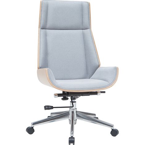 Sillón de escritorio moderno tejido gris y madera clara CURVED (1/5)