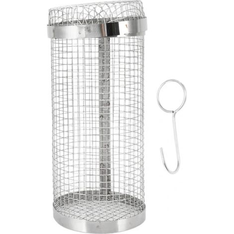 Panier à griller en acier inoxydable résistant à la chaleur et à la rouille, avec crochet, pour barbecue, camping et fêtes (20 cm). (1/5)