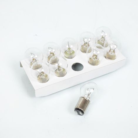 Boite de 10 ampoule blanche BA15d 12V 21W Flosser ergots face à (1/3)
