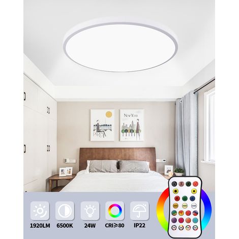 RCBBETT ZA SAS Plafonnier LED RGB, design rond moderne et minimaliste, réglage de la couleur et de la luminosité – éclairage pour chambre et salon