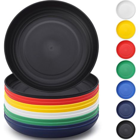 Assiette plastique 23cm réutilisable incassable multicolore pour pique-nique camping (1/5)