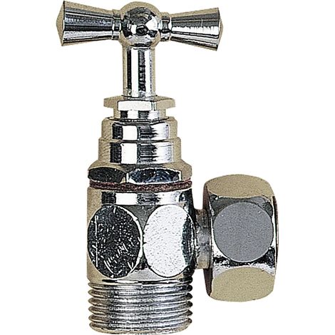 Robinet d'arrêt équerre en laiton chromé à visser R21 pour chasse d'eau wc, chromé Laiton chromé, à visser R21, compatible chasse d'eau WC, Wirquin 10724122, Chromé