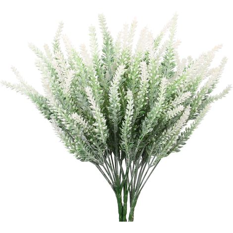 Bouquet de 6 bouquets de lavande artificielle blanche, idéal pour la décoration de mariage, maison ou bureau.-AquaForge (1/5)