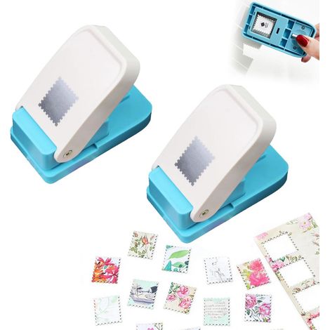 2 pièces - Perforatrice en forme de tampon - Coupe-papier - Perforatrice carrée - Perforatrice rectangulaire - Idéale pour la création de tampons, la découpe d'étiquettes, le scrapbooking et la fabric (1/5)