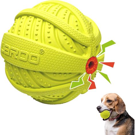 Balle Chiens Couineuse, Jouet pour Chien Indestructible, Balle pour Chiens en Caoutchouc Naturel, Flottant sur l'eau Jouet Chien pour Petits, Moyens et Gros Chiens (Ø9cm, Vert) (1/5)