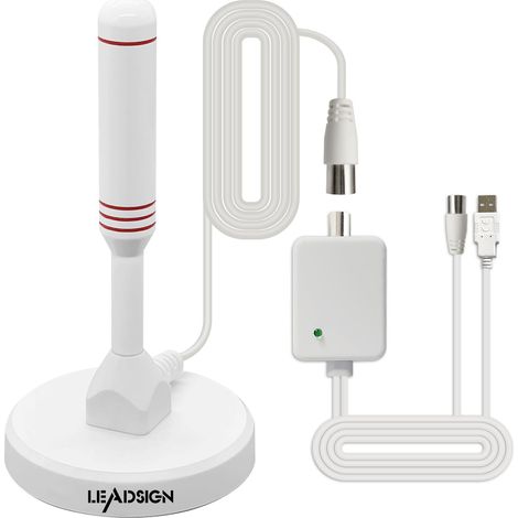 Antenne Amplifiée Intérieur/Extérieur avec Base Magnétique Puissante pour Smart TV - Signal Numérique, Réception Longue Portée de Plus de 194 km (1/5)