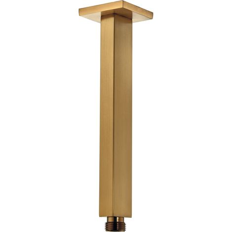 Balterley Modern Bathroom Square Ceiling Mounted Shower Arm Durable Stainless Steel Construction, 220mm - Brushed Brass Finish