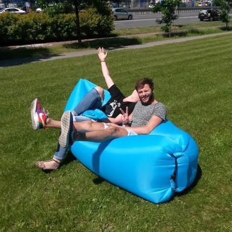 Canapé gonflable de jardin avec coussin d'assise 190x70 cm, fauteuil de camping bleu, coussin d'air, canapé gonflable, canapé gonflable pour camping et plage, lit gonflable Retoo (1/4)