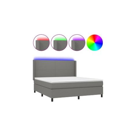Sommier à lattes de lit matelas LED Gris foncé 180x200 Tissu (1/5)