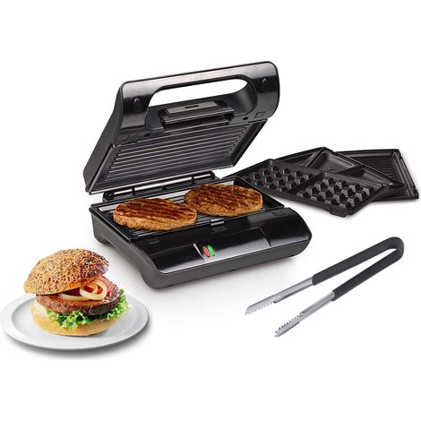 Kontaktgrill , Waffeleisen & Sandwichmaker Wechselplatten, Grillzange 23x13cm (1/5)