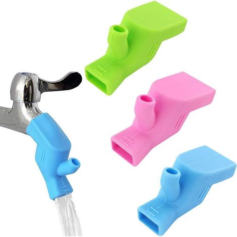 3-teiliges Kinder-Wasserhahnverlängerungsset, lebensmittelechtes Silikon, Baby-Wasserhahnverlängerung für Bad und Küche, zum Hände- und Gesichtswaschen (1/4)