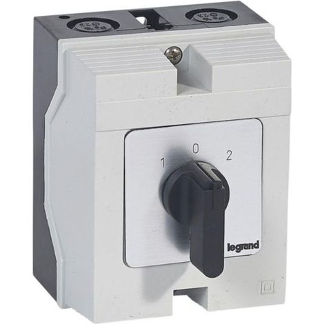 Commutateur à cames inverseur avec position arrêt 45° PR12 - 3P - 6 contacts - boîtier 96x120mm - LEGRAND