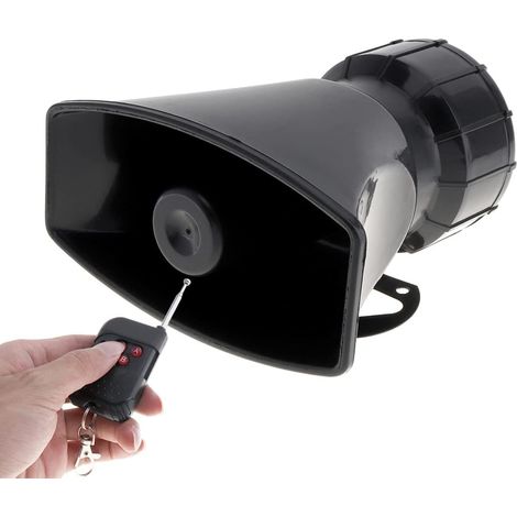 Alarma de advertencia para coche con 7 sonidos fuertes, sirena de policía y bomberos, altavoz con control remoto, 12 V, 100 W, sirena para coche